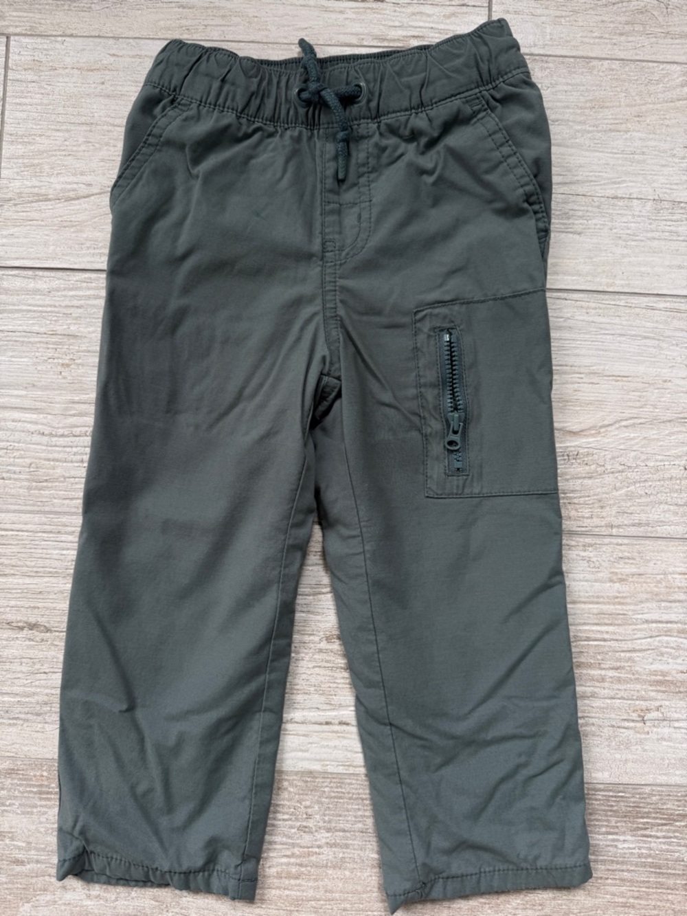 Green Pants with Zip Pocket and Fleece Lined